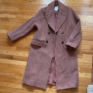 Madewell Mauve Pink Double-Breasted wool Pea Coat size 4